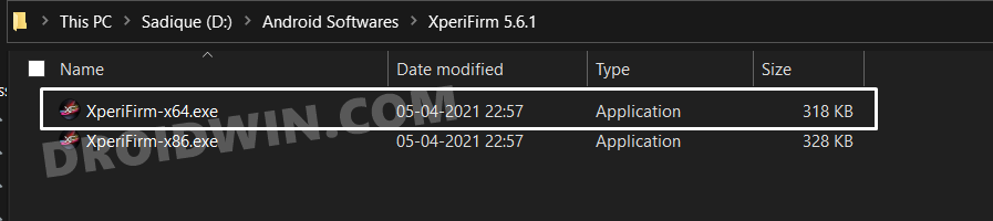 launch xperifirm tool