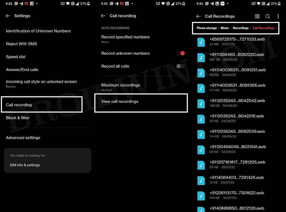 enable call recorder oneplus
