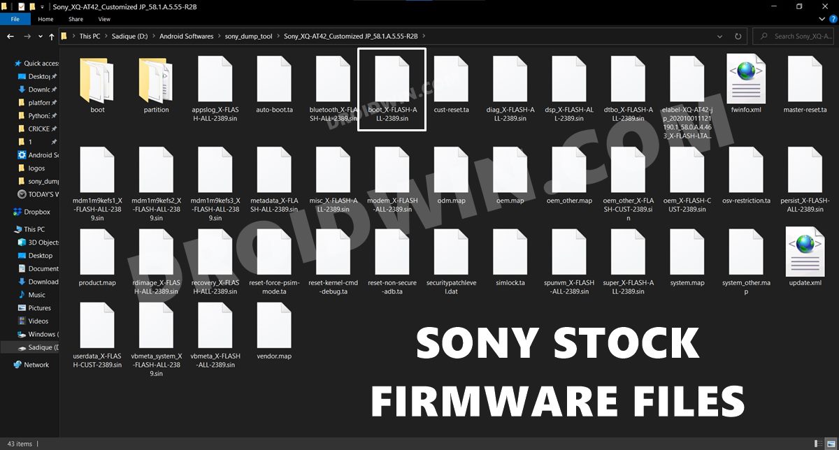 sony firmware boot.sin extract boot.img