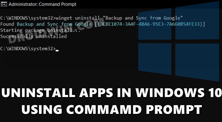 uninstall apps Windows 10 PC using Command Prompt