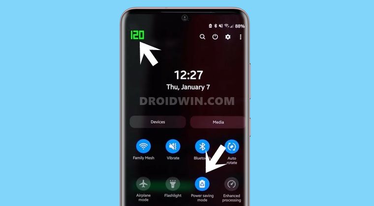 Enable 120Hz Refresh Rate on Power Saving Mode on Samsung OneUI 3.0