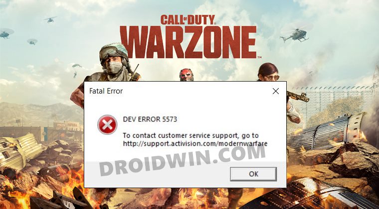 fix call of duty warzone dev error 5573