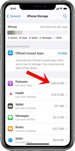iphone storage podcast app not working after ios 14.5