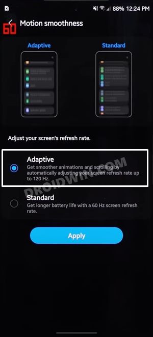 select adaptive but dont apply