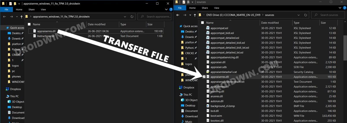 transfer windows 10 appraiserres.dll file to windows 11