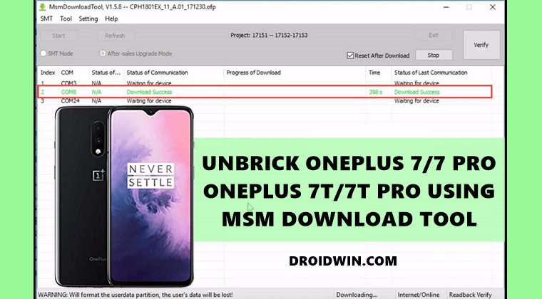 unbrick oneplus 7 pro 7t using msm download tool