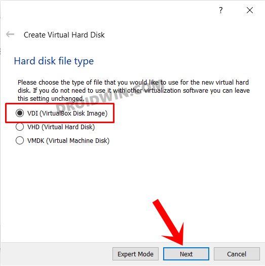 vdi virtualbox hard disk image windows 11