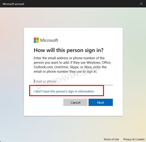 add account windows 11 without microsoft account