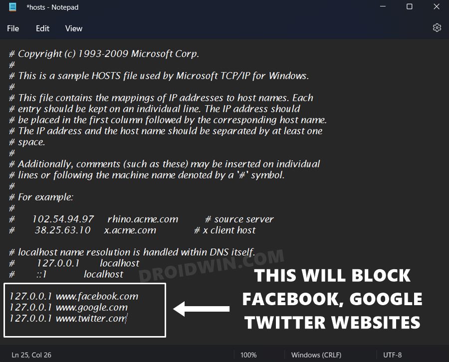 block site via hosts file windows 11