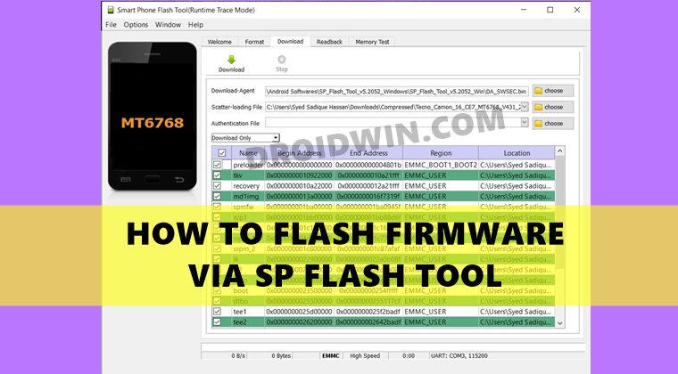 download install flash firmware using sp flash tool