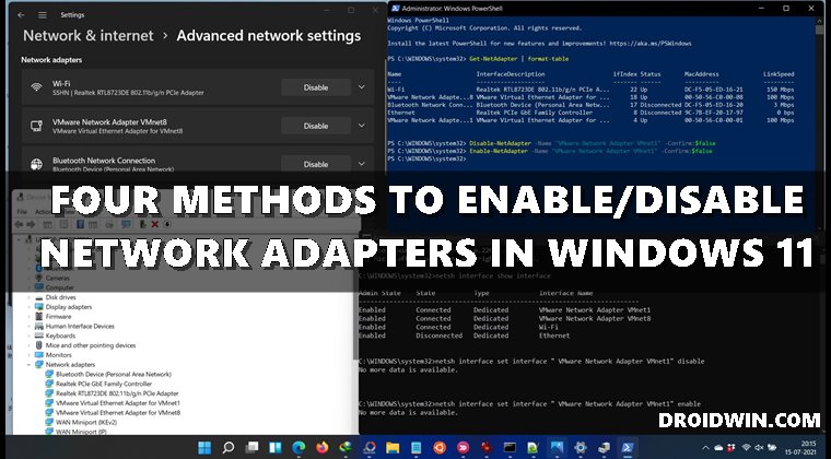 enable disable network adapter windows 11