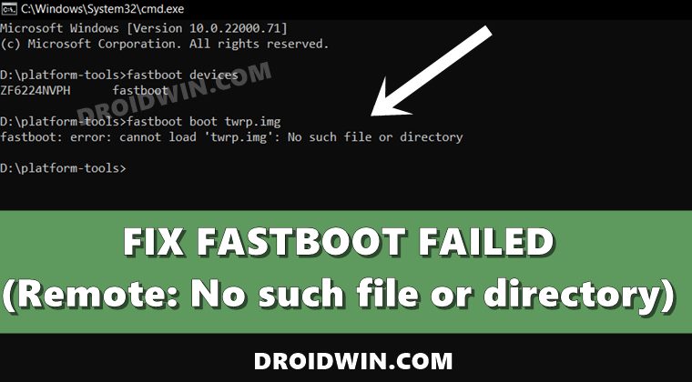 fix Fastboot FAILED (remote No such file or directory) error