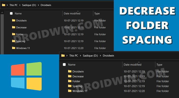 how to decrease folder spacing in windows 11