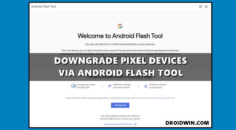 how to downgrade pixel devices via android flash tool