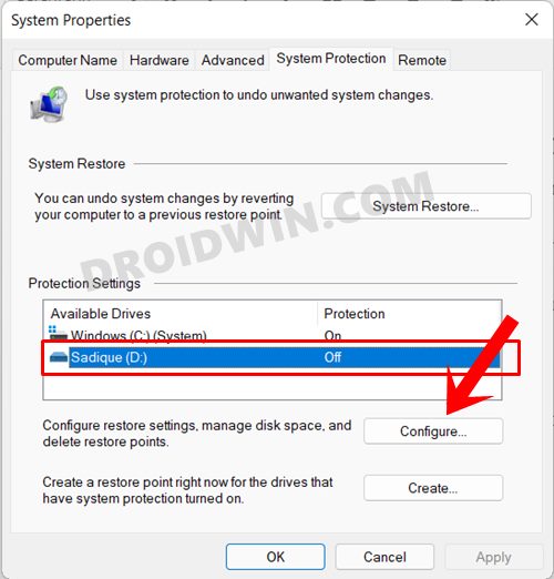 create and restore System Restore Point in Windows 11
