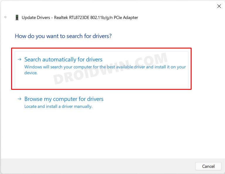 search automatically for drivers windows 11