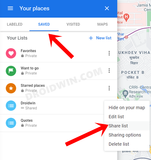 Fix Google Maps Saved Starred Places Missing
