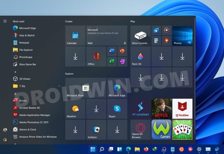 windows 11 start menu