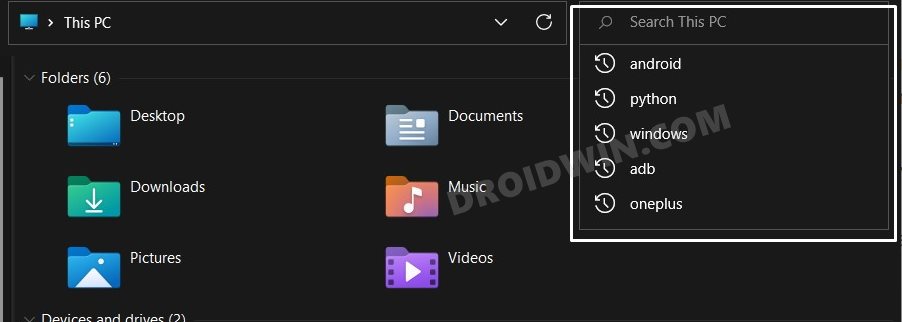 disable and delete file explorer search history