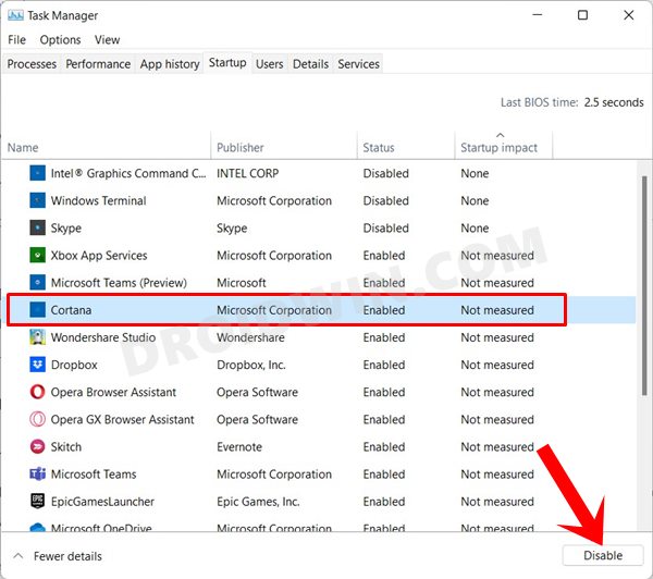 how to disable cortana in windows 11