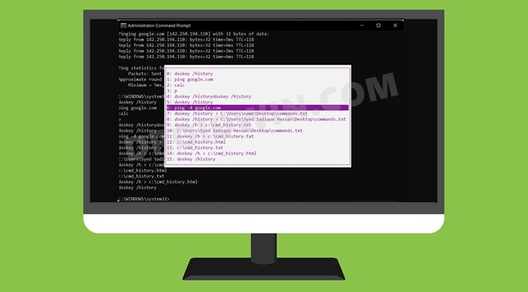 how to view command prompt history