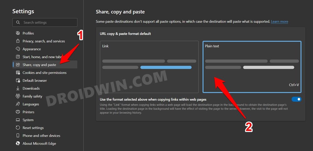 Disable Microsoft Edge New URL Copy and Paste Feature