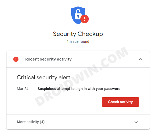 fix critical security alert google