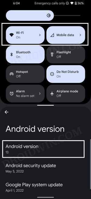 wifi toggle android 13