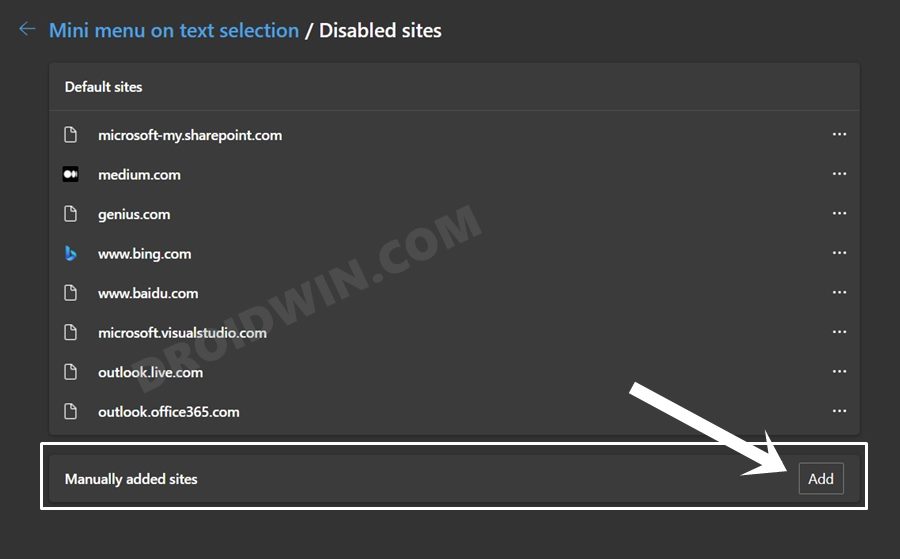 Disable Context Menu while selecting texts in Microsoft Edge