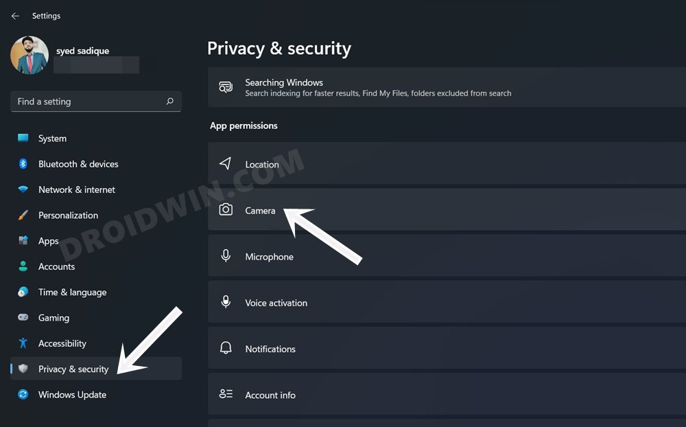 Fix Camera Not Working in Windows 11 privacy and security
