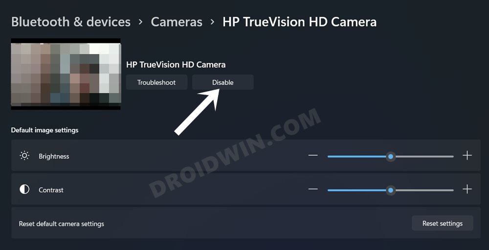 Fix camera Not Working in Windows 11 disable webcam