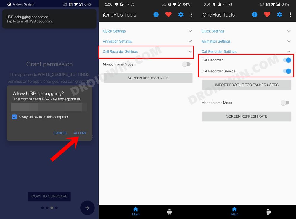 enable call recording in oneplus without root