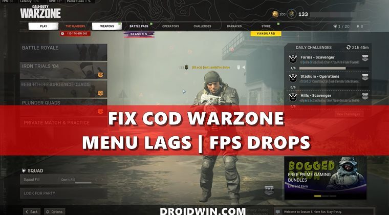 fix cod warzone menu lags fps drops