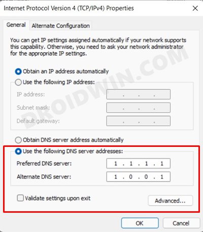 change dns server address in windows 11
