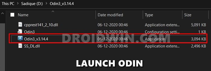launch odin tool