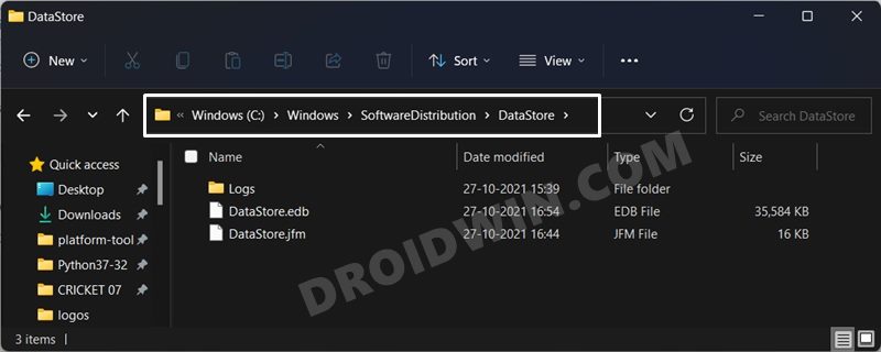 windows 11 datastore folder