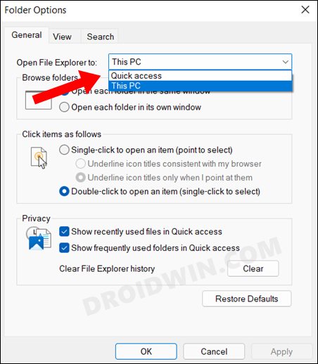 Change Default Startup Folder in Windows 11 File Explorer
