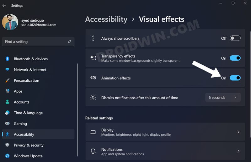How to Disable Animations or Change its Speed in Windows 11 - 49
