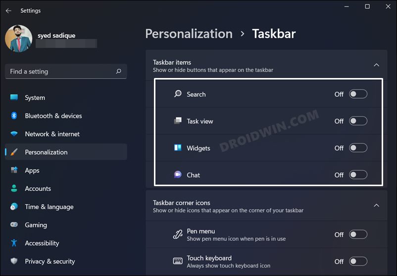 remove app icon from windows 11 taskbar