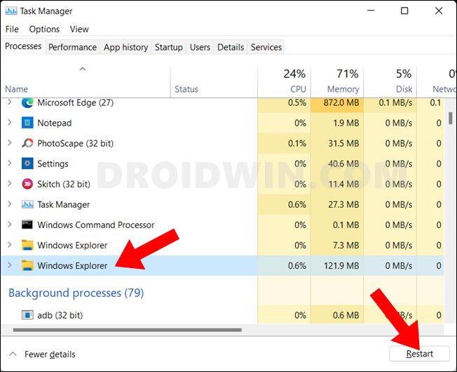 Taskbar Icons Missing in Windows 11  How to Fix   DroidWin - 98