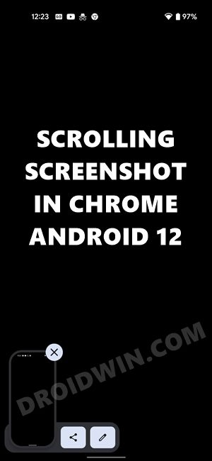 scrolling screenshot in chrome android 12 not working