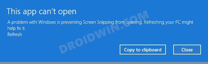 windows 11 snipping tool not working this app can't open error