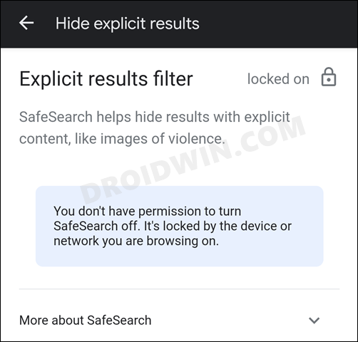 turn off google safesearch