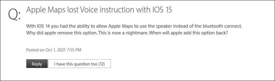 Make Apple Maps use Speaker instead of Bluetooth in CarPlay iOS 15
