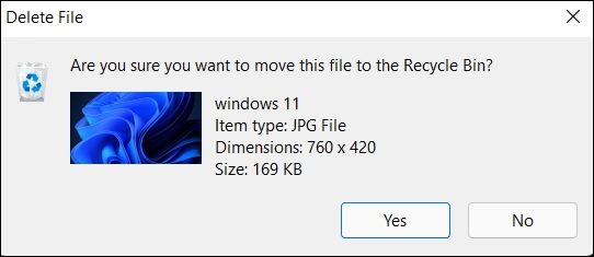 Enable Delete File Confirmation Dialog in Windows 11