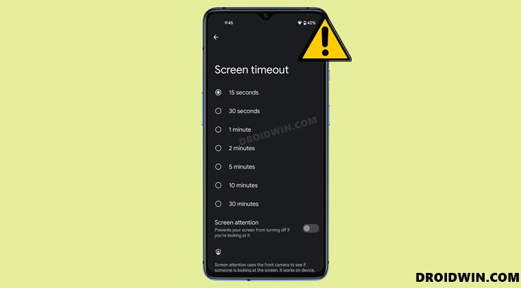 Fix Screen Timeout not working in Android 12