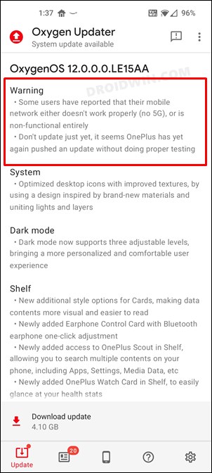 Mobile Network not working on OnePlus 9 after OxygenOS 12 update
