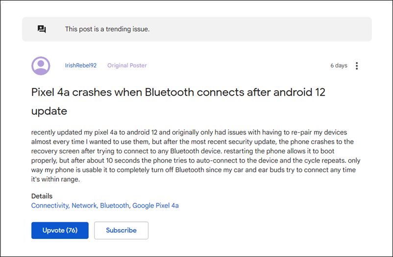 Fix Pixel Crashing after Connecting to Bluetooth in Android 12