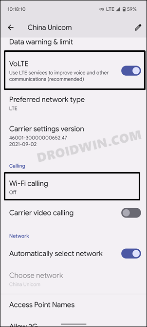 enable volte vowifi on pixel 6