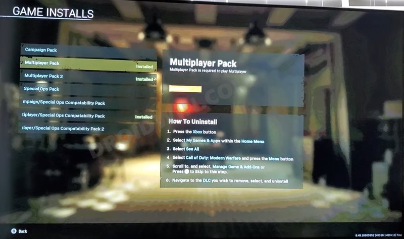 COD Modern Warfare Multiplayer Missing Data Pack Error